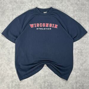 VTG Y2K Steve and Barrys Wisconsin Athletics streetwear navy blue tee mens XL